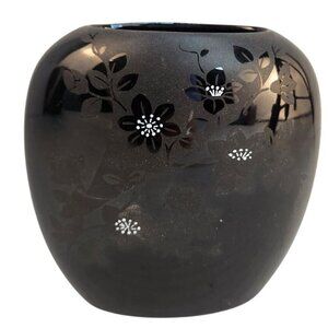 Russ Berrie Black Ceramic Decorative Small Vase 5054